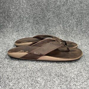 OluKai NUI Flip Flops Men's Size 10 Brown Leather Outdoor Beach Thong Sandals